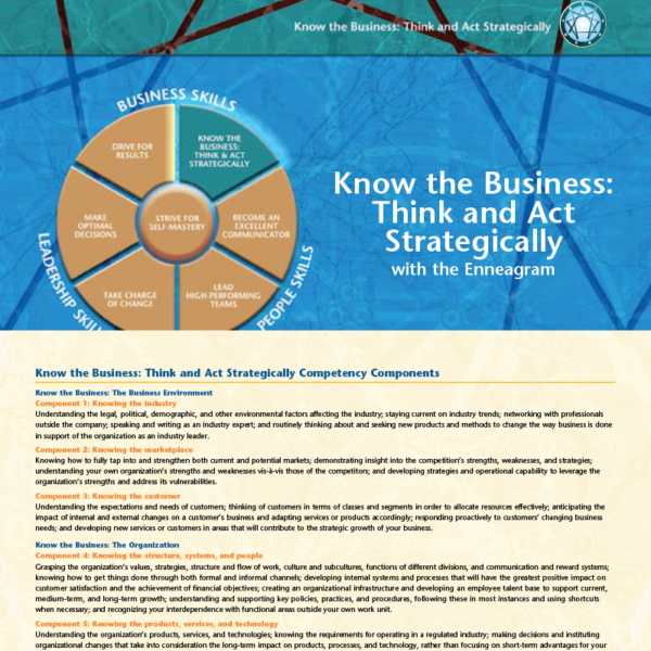 Know the Business: Think & Act Strategically